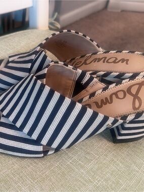 New Sam Edelman Black & White Striped Sandals